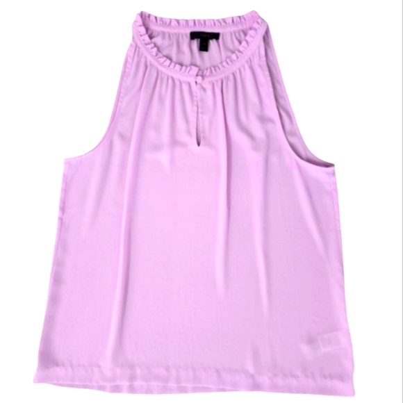 J. Crew Tops - NEW- J Crew Sleeveless. ruffled neck, pink blouse.